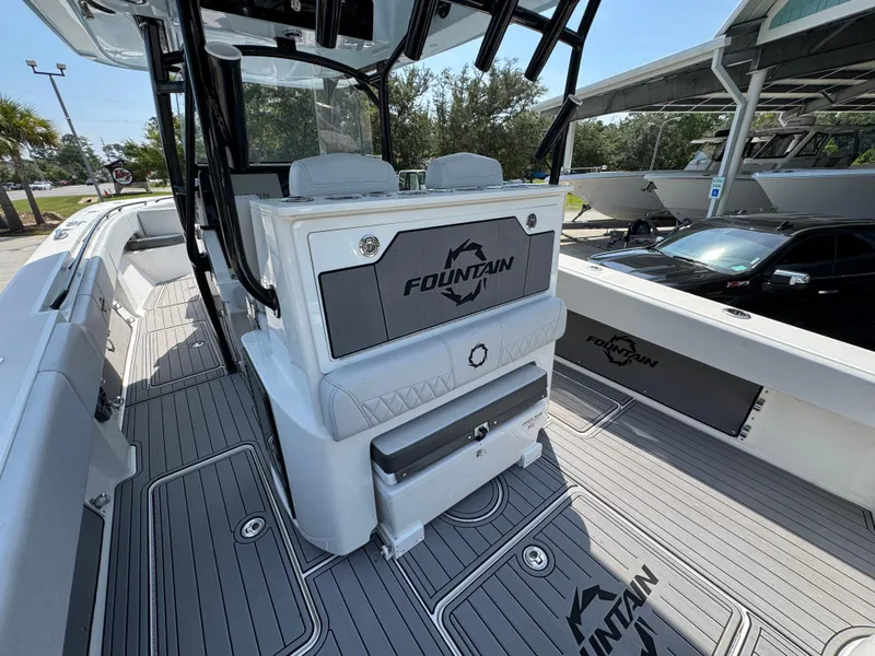 Slide: The Image of 2022 Fountain 38TE boat interior with sleek design and modern features. - 35