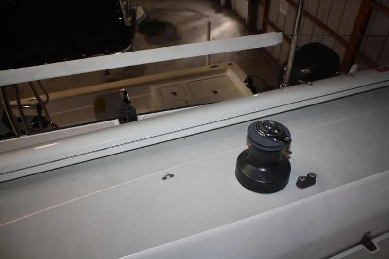Slide: The Image of Winch on deck of 2002 J Boats J/105 sailboat in storage. - 16