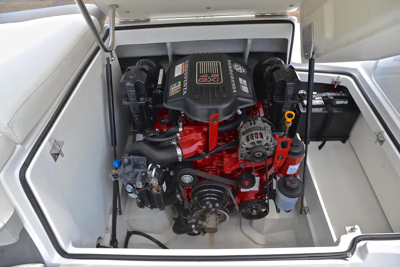 Slide: The Image of Engine compartment of a 2011 Cobalt 200 boat with Volvo Penta engine. - 27