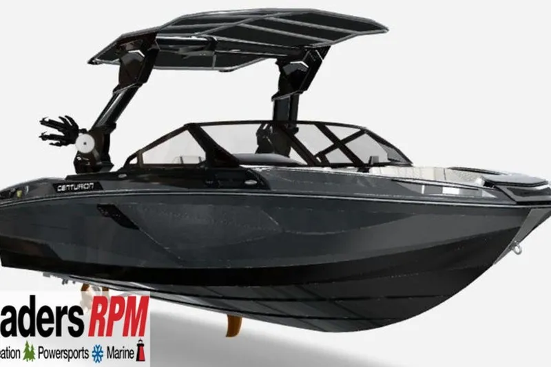 Slide: The Image of 2026 Centurion Ri245 boat with sleek black design and advanced features. - 68