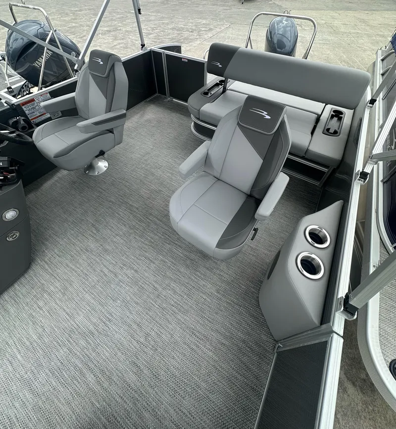 Slide: The Image of 2024 Bennington SV 22 Swingback interior with gray seating and modern design. - 7