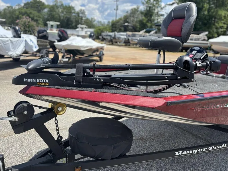 Slide: The Image of 2017 Ranger RT188 boat with Minn Kota Maxxum trolling motor on trailer. - 6