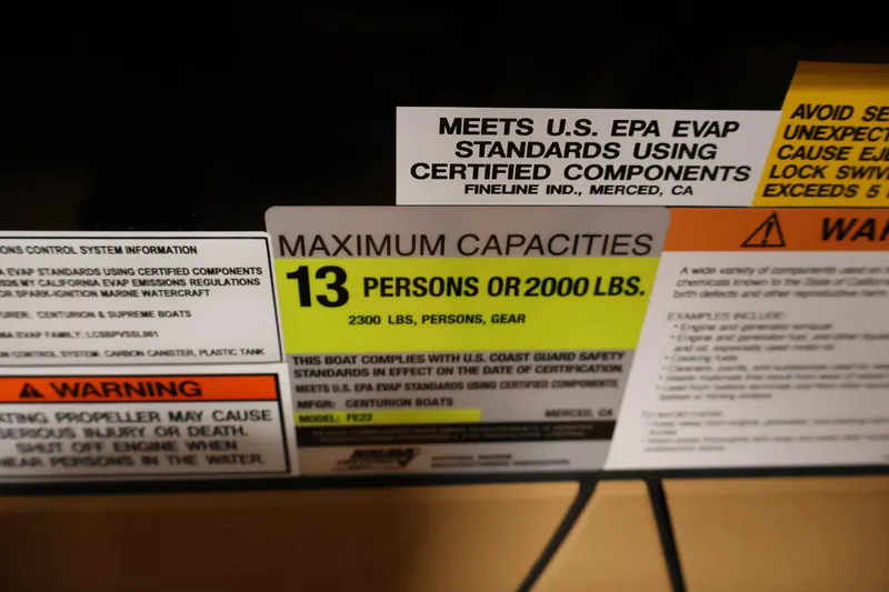 Slide: The Image of Centurion Fe22 2026 capacity label: 13 persons or 2000 lbs, EPA standards compliance. - 29