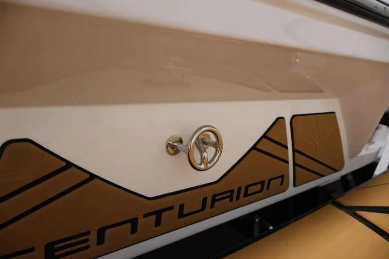 Slide: The Image of 2026 Centurion Fe22 boat exterior with logo and sleek design details. - 43