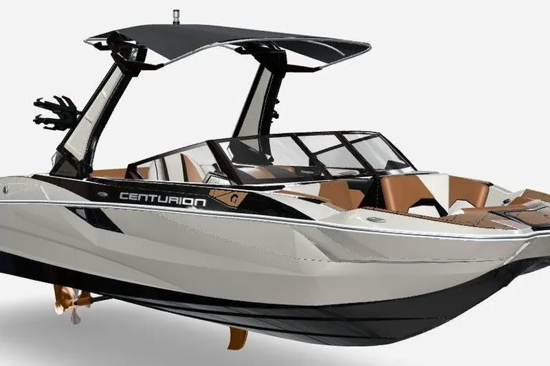 Slide: The Image of 2026 Centurion Fe22 boat with sleek design and modern features. - 8
