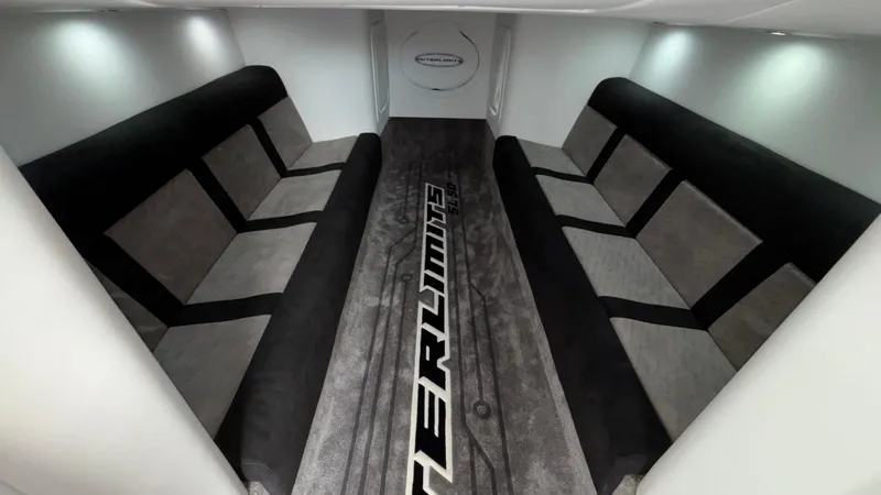 Slide: The Image of Interior of 2025 Outerlimits 50 SL Crypto II with sleek seating and modern design. - 46