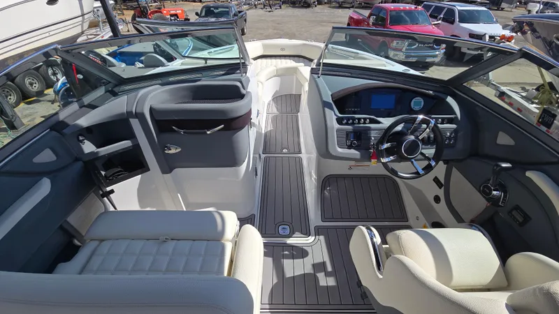 Slide: The Image of 2017 Cobalt R5 WSS Surf boat interior with modern dashboard and seating. - 11