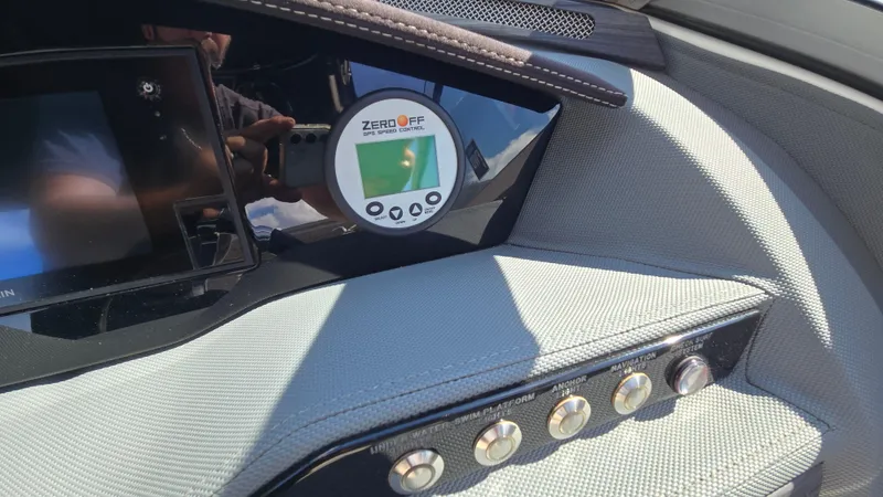 Slide: The Image of Dashboard of 2017 Cobalt R5 WSS Surf boat with GPS speed control display. - 38