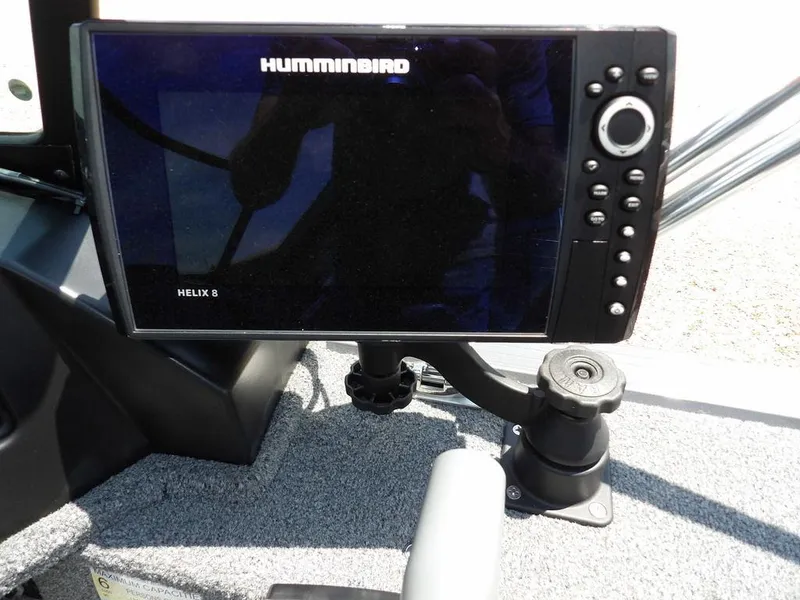 Slide: The Image of Humminbird Helix 8 fish finder on 2022 G3 Angler V164 F boat dashboard. - 28