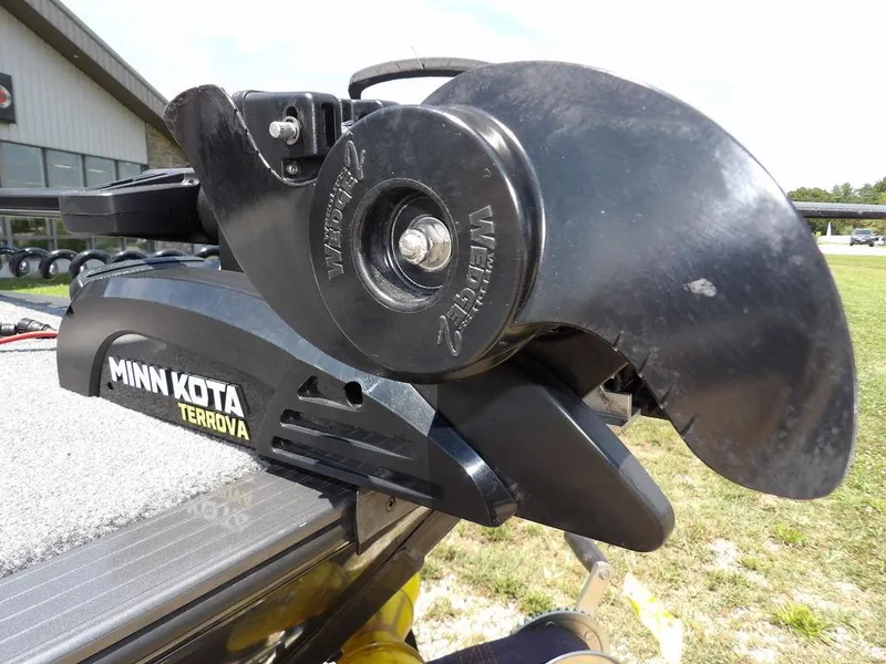 Slide: The Image of Minn Kota Terrova trolling motor on 2022 G3 Angler V164 F boat. - 45