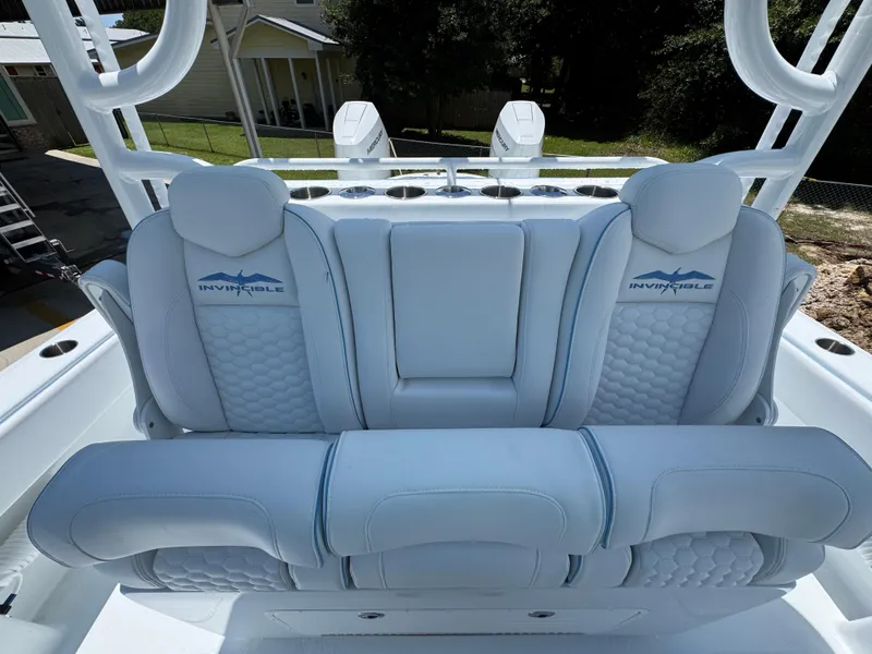 Slide: The Image of Luxurious seating on 2026 Invincible 33 Catamaran, featuring premium upholstery and sleek design. - 29