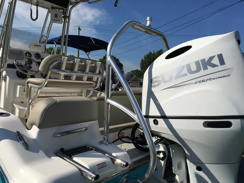 Slide: The Image of 2023 Key West 189 FS boat with Suzuki four-stroke engine, featuring a sleek interior design. - 29