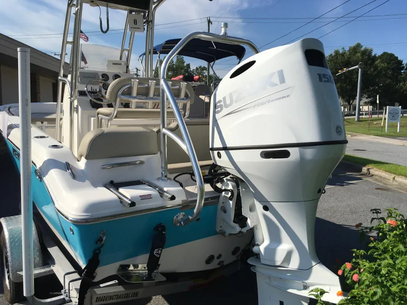 Slide: The Image of 2023 Key West 189 FS boat with Suzuki outboard motor on trailer. - 30