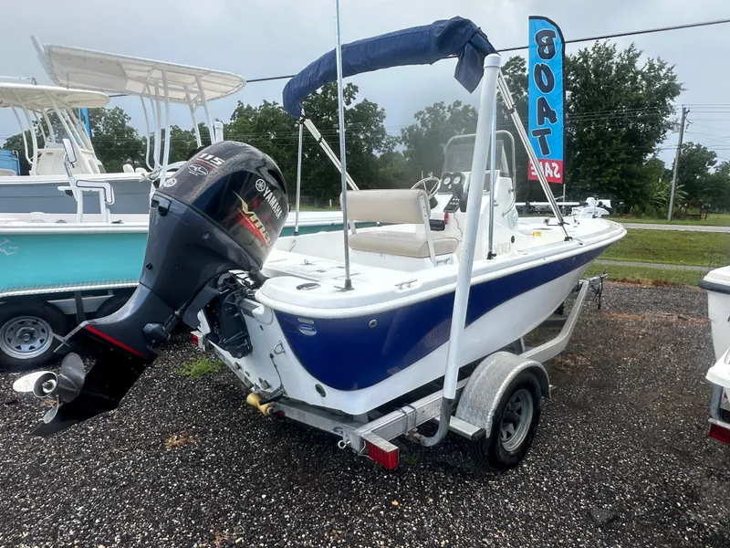 Slide: The Image of 2015 NauticStar 1810 NauticBay boat with Yamaha outboard motor on trailer. - 8
