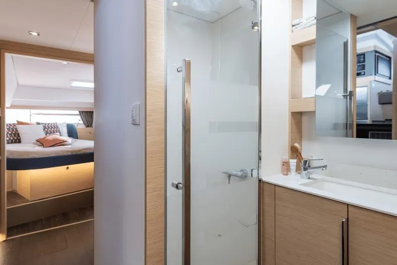 Slide: The Image of Luxurious bathroom and bedroom interior of 2026 Fountaine Pajot 44 yacht. - 28