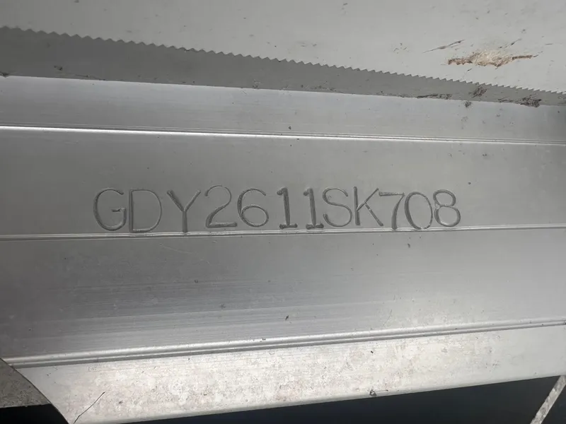 Slide: The Image of Serial number "GDY2611SK708" engraved on a 2008 Godfrey Sanpan 2500 RE. - 10