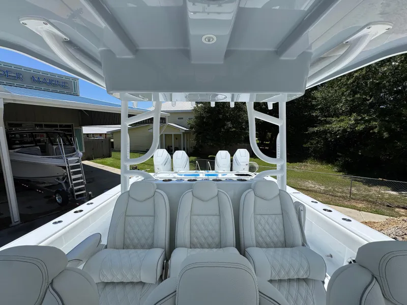 Slide: The Image of 2026 Invincible 46 Catamaran interior with luxurious seating and modern design. - 28