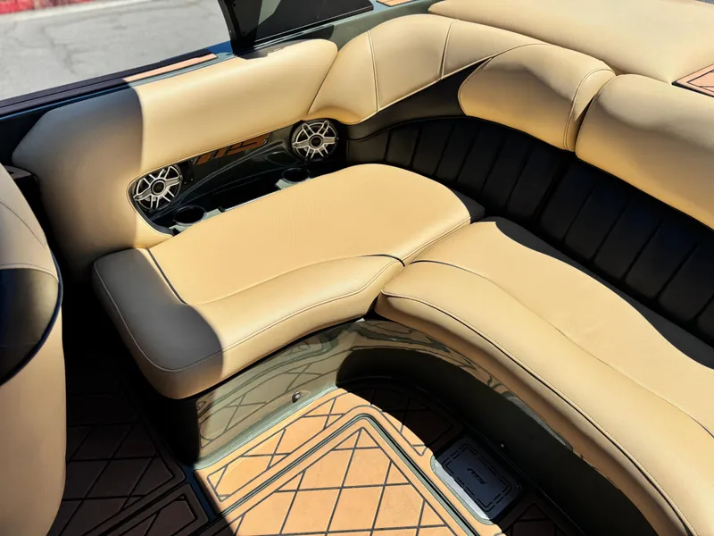 Slide: The Image of Luxurious interior of 2022 MB F21 Tomcat boat with tan leather seating. - 20