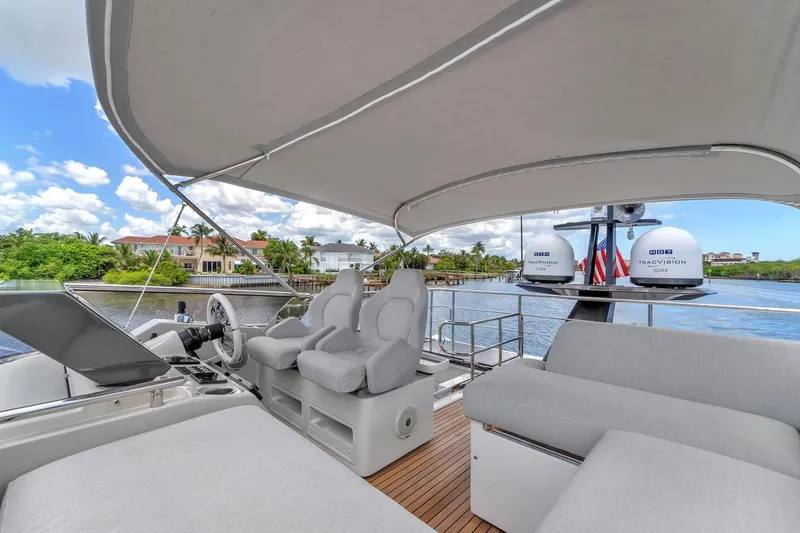 Slide: The Image of Luxury Azimut S7 FLY 2020 yacht with spacious deck and modern seating. - 26