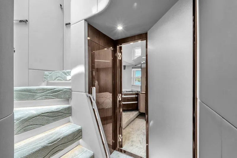 Slide: The Image of Interior of 2020 Azimut S7 FLY yacht with elegant staircase and modern design. - 70