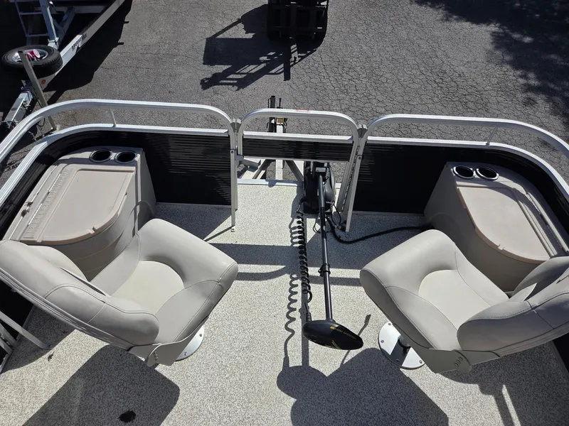 Slide: The Image of 2019 Bennington SV 188 SFV 8' Narrow Beam boat interior with two seats and cup holders. - 5