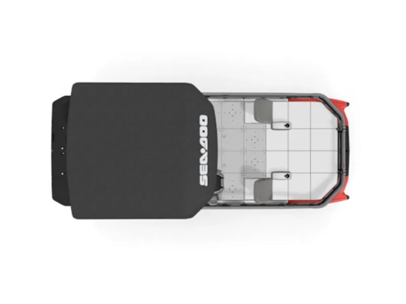 Slide: The Image of Top view of 2024 Sea-Doo Switch Sport 21 boat, showcasing seating and deck layout. - 3