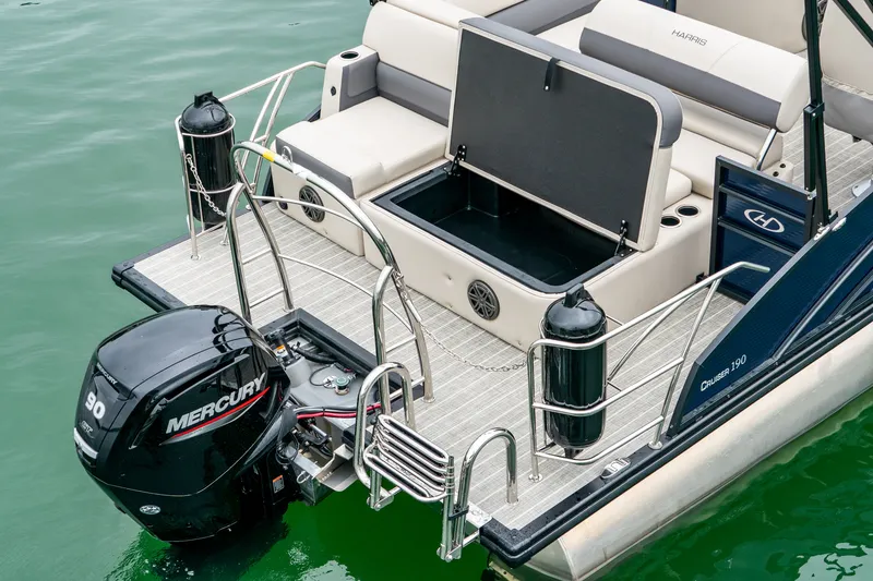 Slide: The Image of Harris Cruiser 190 boat 2026 with Mercury engine on water. - 5