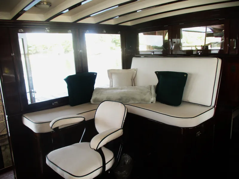 Slide: The Image of Interior of 1929 Vintage Gidley 52 Retro Modern Motor Yacht with elegant seating. - 11