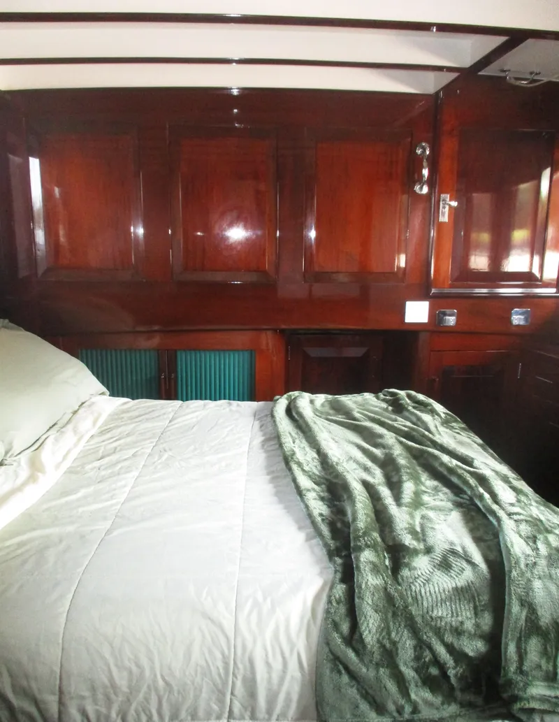 Slide: The Image of Luxurious wooden cabin interior of 1929 Vintage Gidley 52 Retro Modern Motor Yacht. - 16