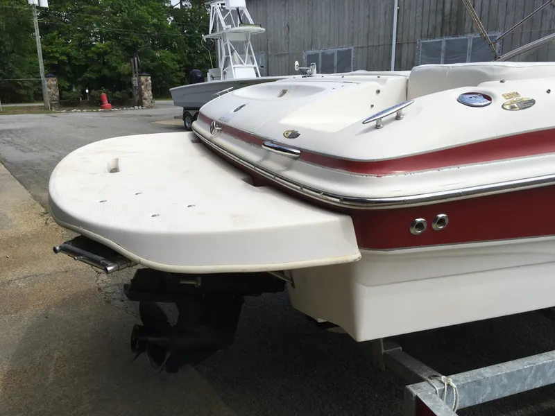 Slide: The Image of 2008 Maxum 1800SR boat rear view with swim platform and outboard motor. - 3