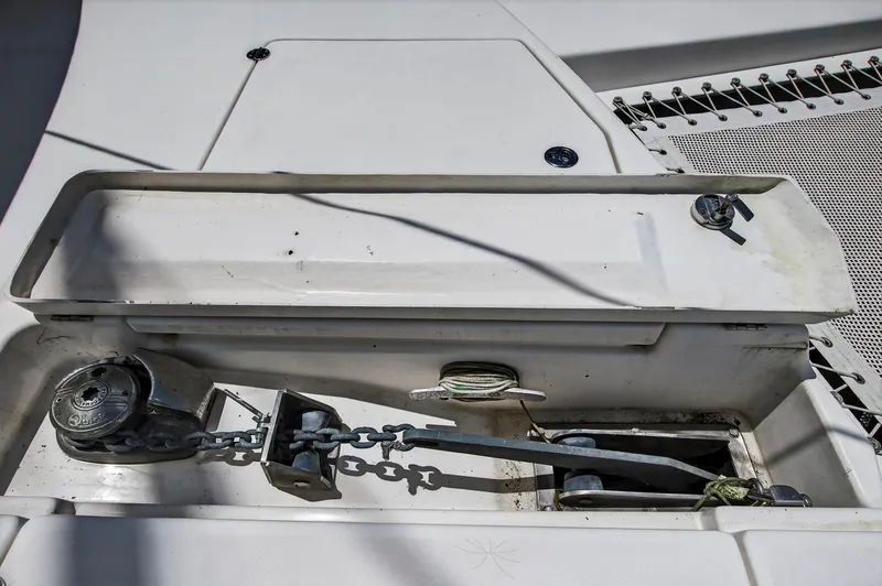 Slide: The Image of Anchor chain compartment on 2011 Leopard 38 catamaran deck. - 51