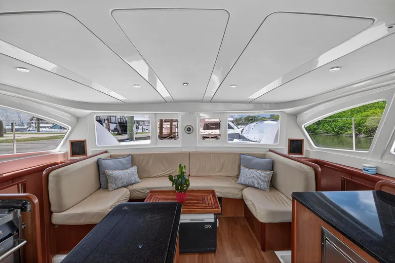 Slide: The Image of Spacious interior of 2011 Leopard 38 yacht with comfortable seating and modern design. - 60