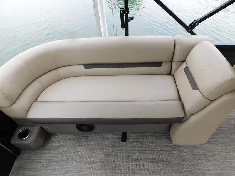 Slide: The Image of Beige seating on 2019 Godfrey SWEETWATER 2186 SB pontoon boat, with cup holder. - 33
