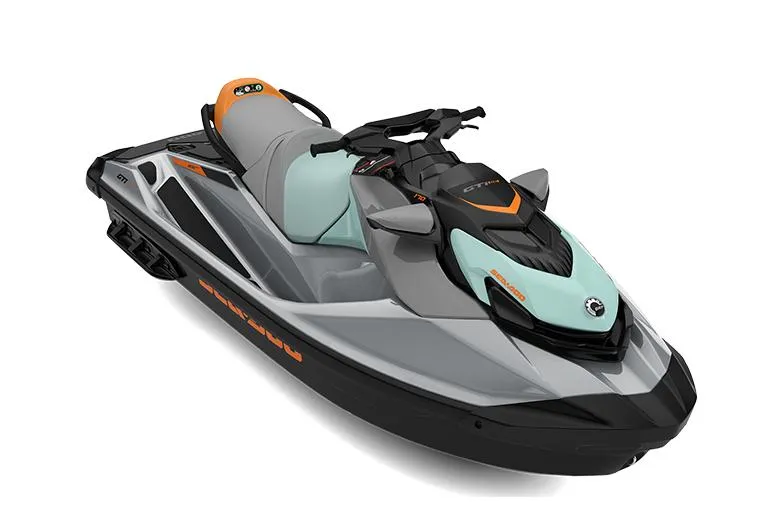Slide: The Image of Manufacturer Provided Image: 2023 Sea-Doo GTI SE 170 jet ski, sleek design, mint and black color scheme. - 25