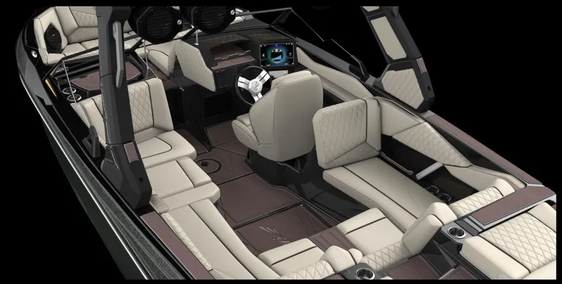 Slide: The Image of Luxurious interior of 2026 Tigé Z3 boat with plush seating and modern dashboard. - 4