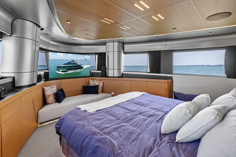 Slide: The Image of Luxurious interior of 2023 Wally WHY 150 yacht with ocean view and modern design. - 89