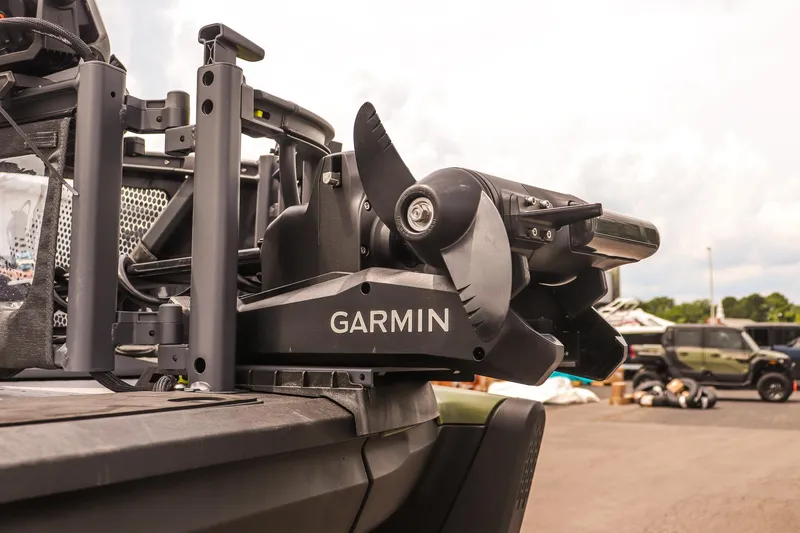 Slide: The Image of Close-up of Garmin equipment on 2025 Sea-Doo Switch Fish 18-230 HP boat. - 20