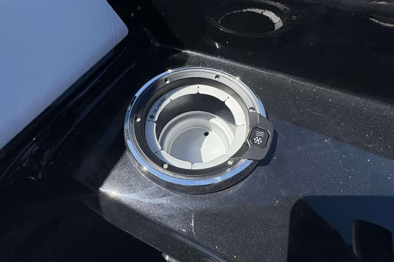 Slide: The Image of Cup holder in a 2026 Viaggio Diamante UWA boat, featuring heating and cooling options. - 13