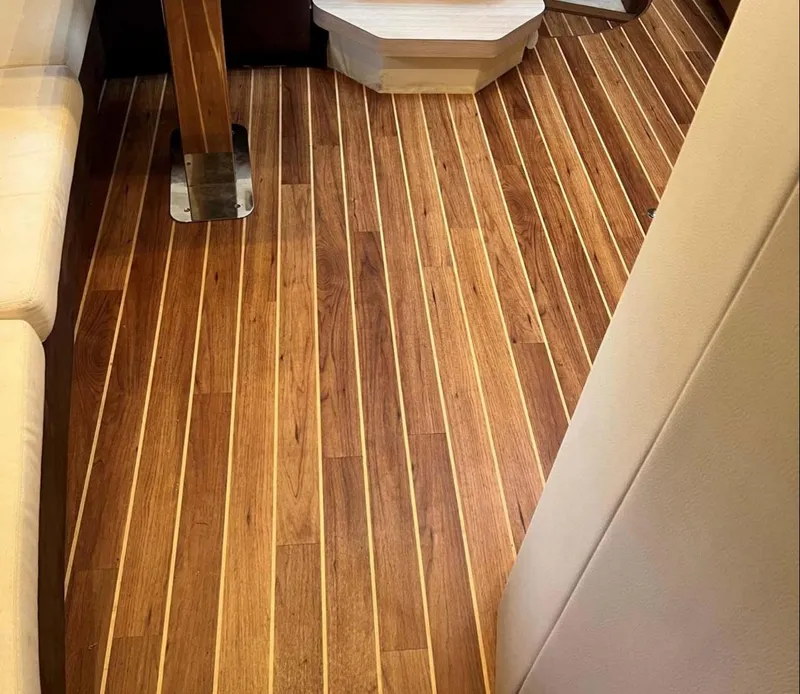 Slide: The Image of Teak flooring inside 2011 Azimut Atlantis 40 yacht cabin. - 11