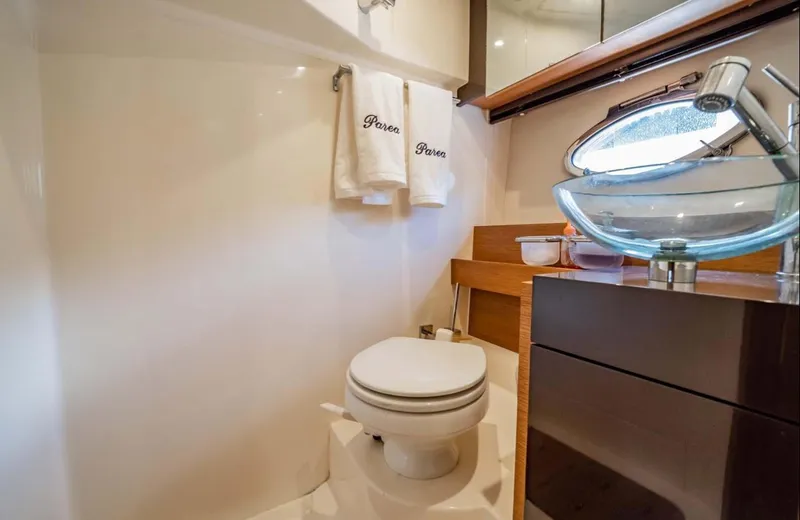 Slide: The Image of Luxurious bathroom in 2011 Azimut Atlantis 40 yacht with modern fixtures and elegant design. - 22