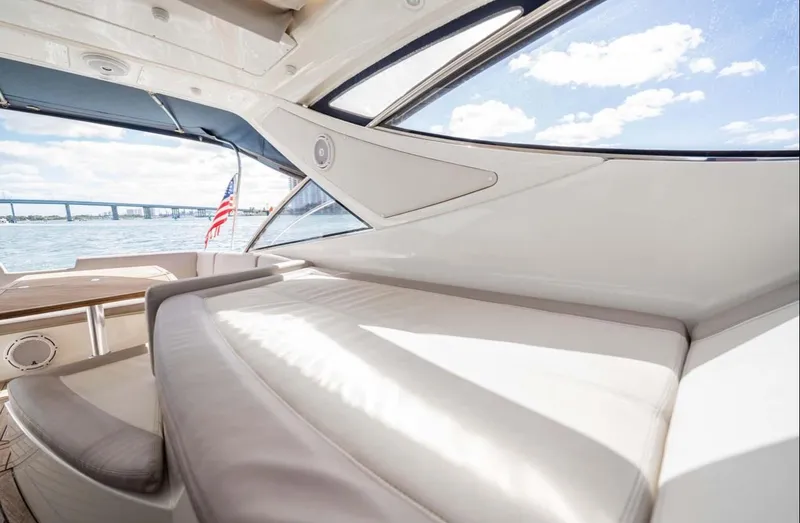 Slide: The Image of Luxurious 2011 Azimut Atlantis 40 yacht interior with scenic water view. - 30
