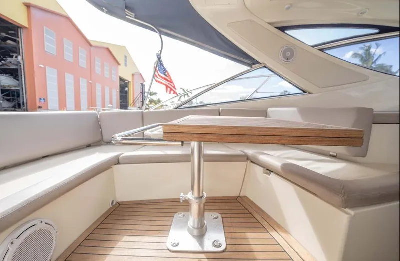 Slide: The Image of Interior of 2011 Azimut Atlantis 40 yacht with seating and table. - 8