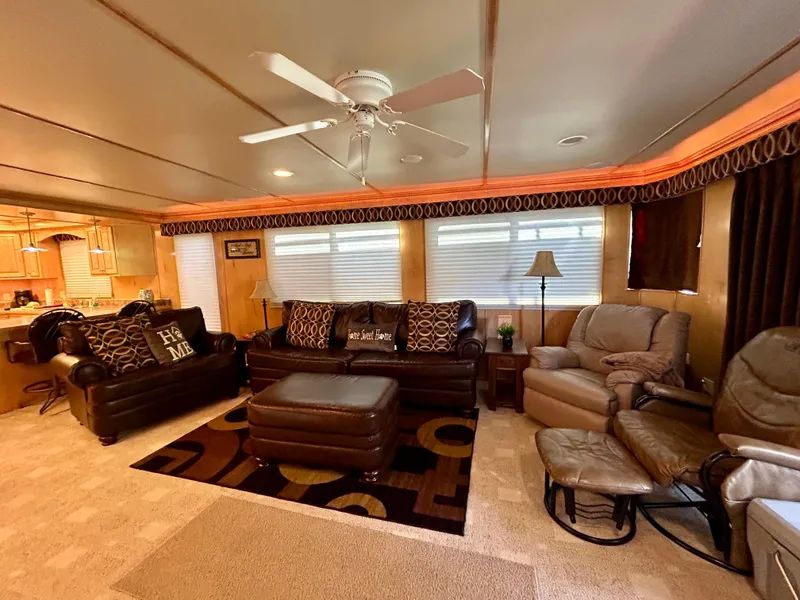 Slide: The Image of Luxurious 2004 Horizon houseboat interior with cozy seating, modern decor, and ambient lighting. - 5