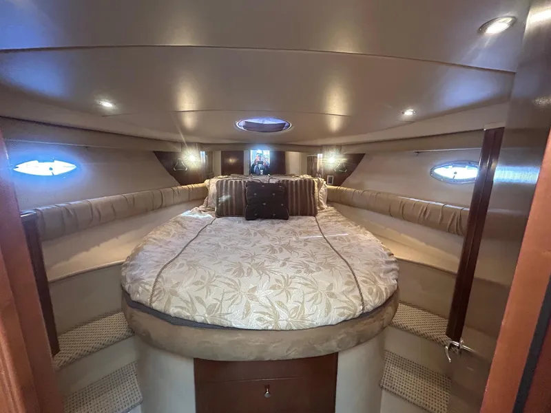 Slide: The Image of Luxurious bedroom interior of 2005 Meridian Gone Dingy 411 Sedan yacht. - 12
