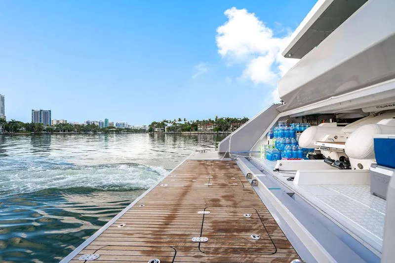 Slide: The Image of Luxury Sunreef 70 yacht deck with storage, cruising on calm waters, 2018 model. - 35