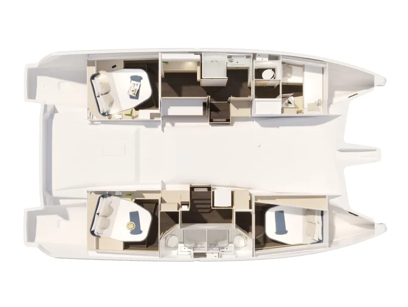 Slide: The Image of Woman relaxing in a luxurious 2026 Fountaine Pajot 44 yacht cabin. - 32