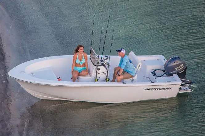 Slide: The Image of Manufacturer Provided Image: 2016 Sportsman Island Reef 17 Center Console boat with two people on board. - 10