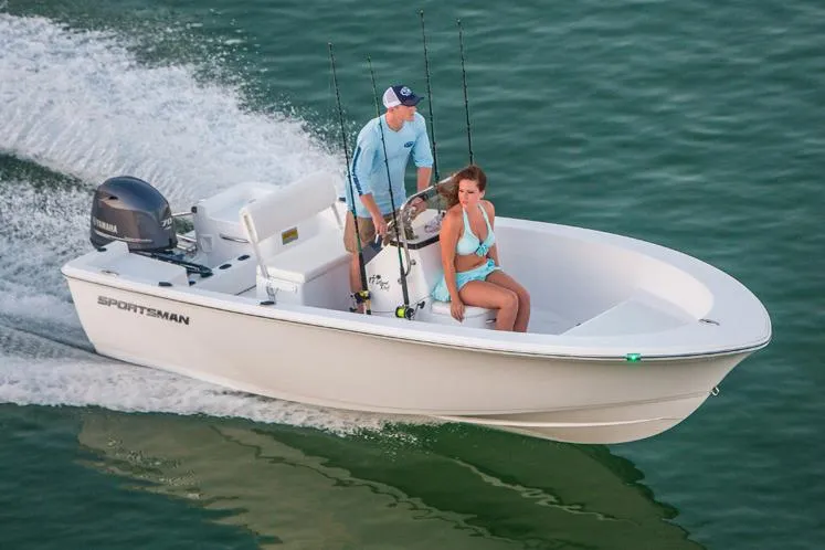 Slide: The Image of Manufacturer Provided Image: 2016 Sportsman Island Reef 17 Center Console boat cruising on water. - 11