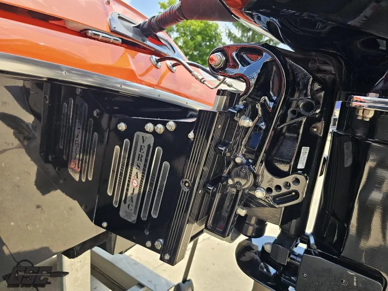 Slide: The Image of 2019 Hustler 25 Talon Cat boat engine detail with Versajac system. - 48