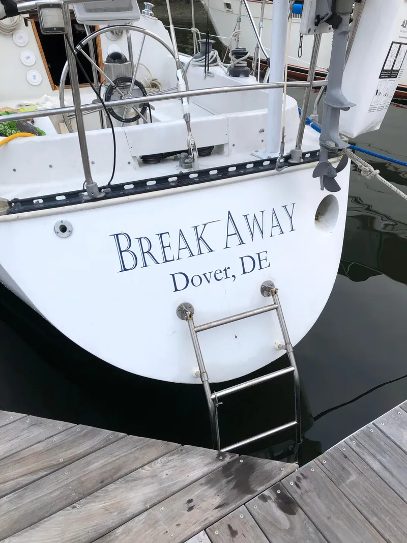 Slide: The Image of Sailboat "Break Away" docked, C&C 37 model, 1981, Dover, DE. - 5